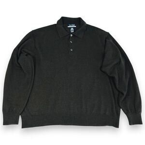 Jos A Bank Mens L Sweater Polo Merino Wool Dark Brown Woolmark Italy